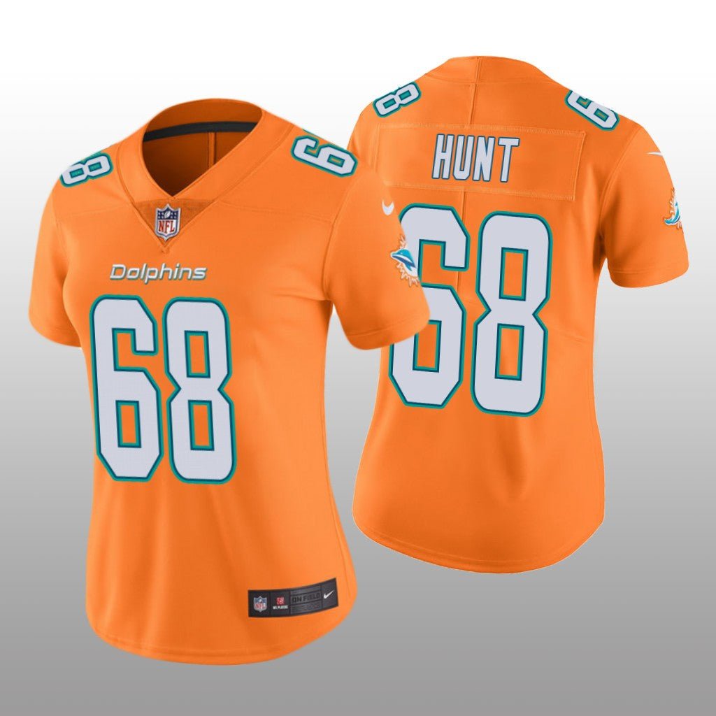Miami Dolphins Robert Hunt Orange Jersey Color Rush Limited Women's