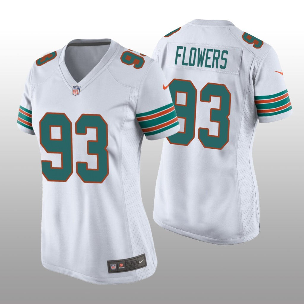 Miami Dolphins Trey Flowers White Jersey Throwback Game Women's