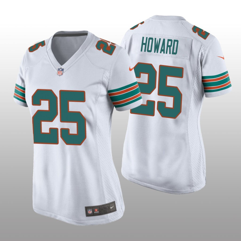 Miami Dolphins Xavien Howard White Jersey Throwback Game Women's