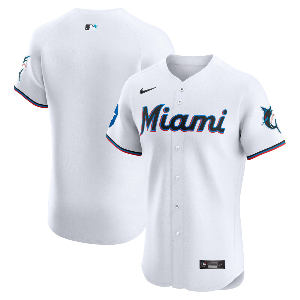 Miami Marlins Nike Home Elite Patch Jersey White