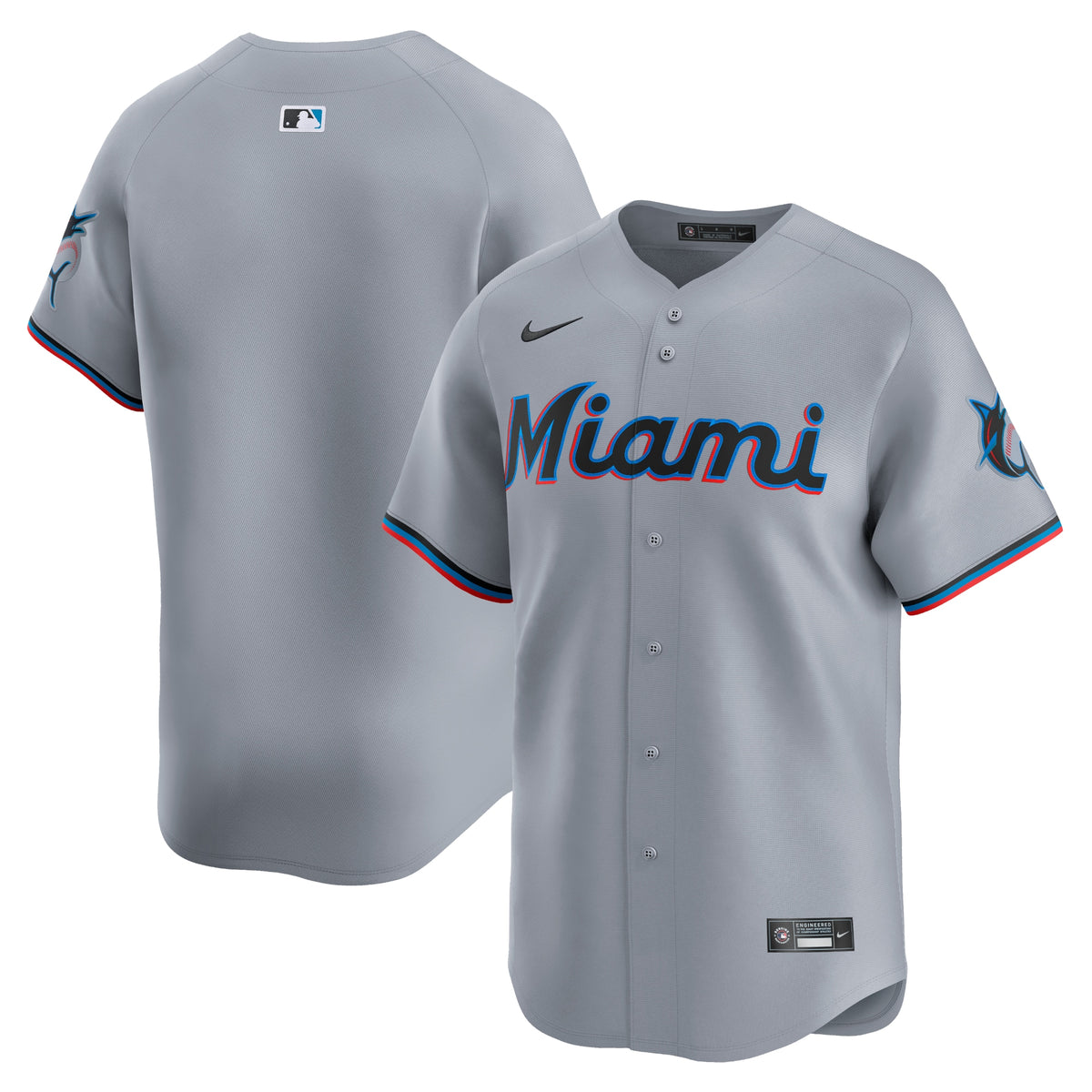Miami Marlins Nike Road Limited Jersey Gray
