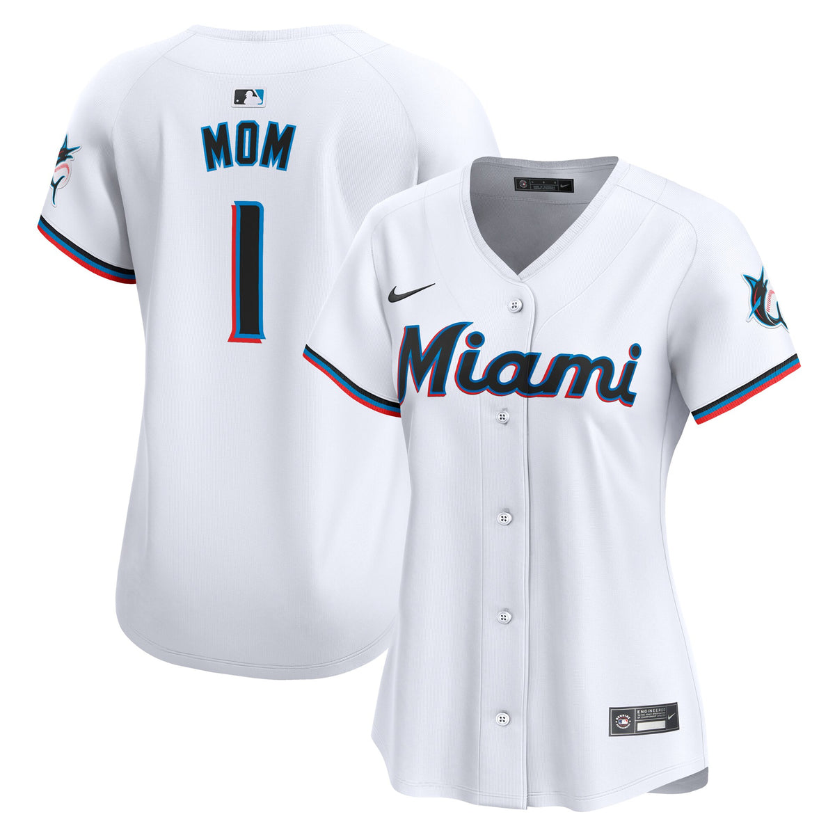 Miami Marlins Nike Women's #1 Mom Home Limited Jersey White