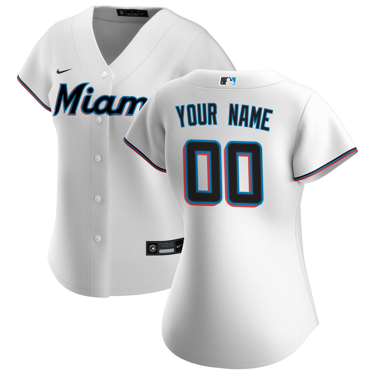 Miami Marlins Nike Women's Home Replica Custom Jersey White