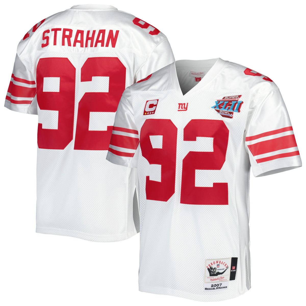 Michael Strahan New York Giants 2007 Mitchell Ness Authentic Throwback Retired Player Jersey White