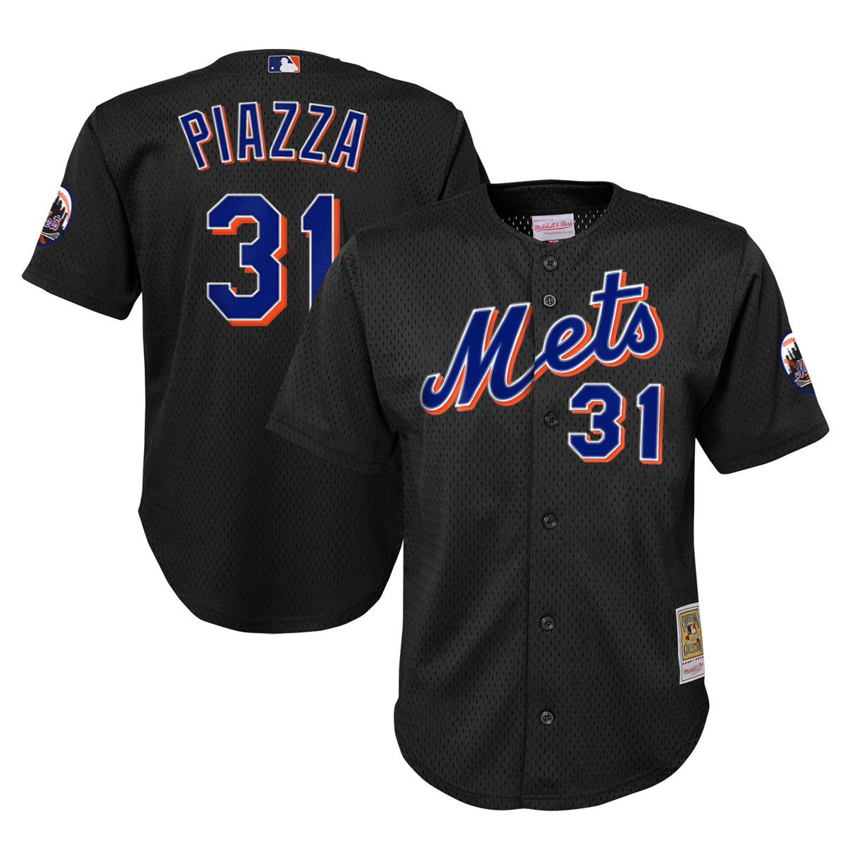 Mike Piazza New York Mets Mitchell Ness Youth Cooperstown Collection Mesh Batting Practice Jersey Black