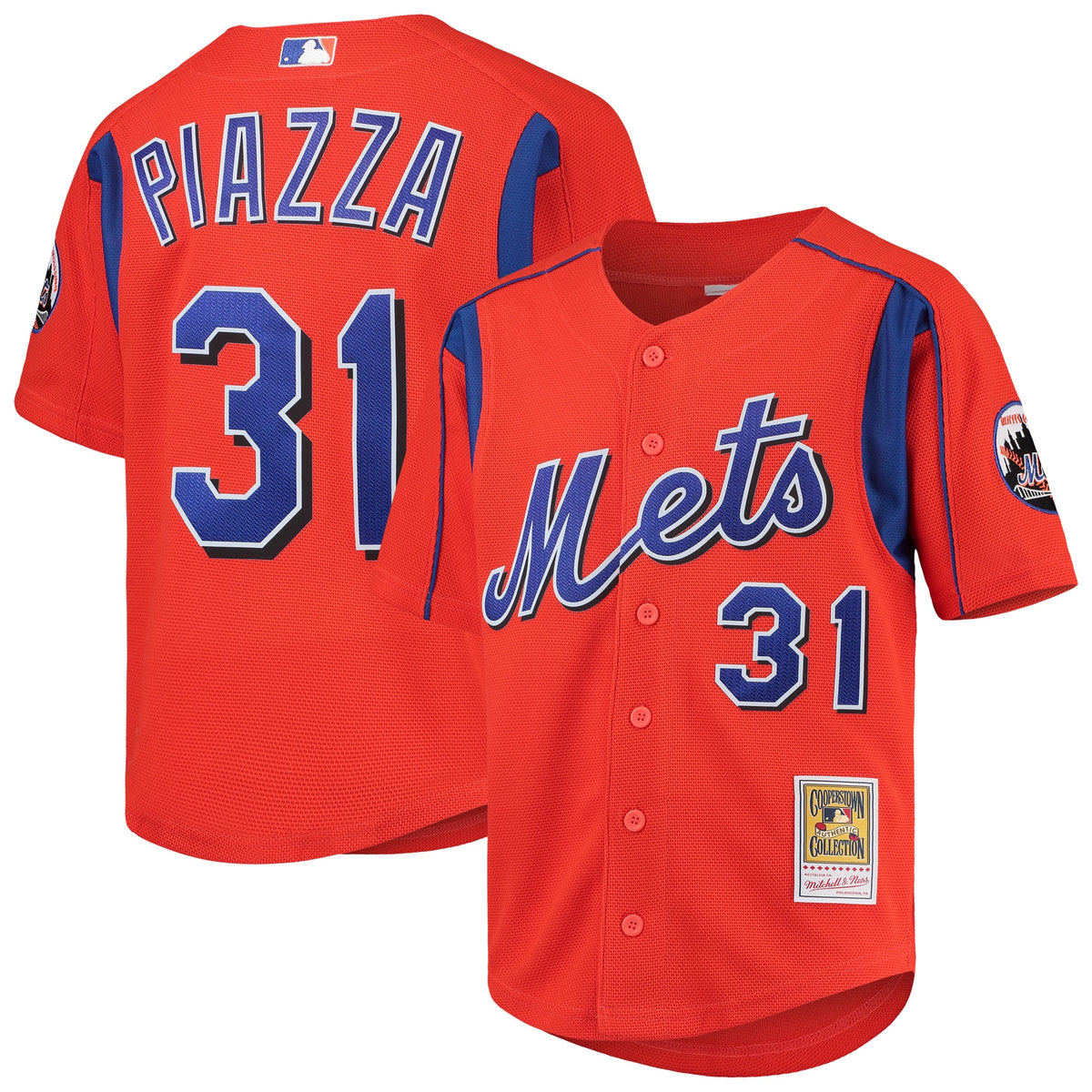 Mike Piazza New York Mets Mitchell Ness Youth Cooperstown Collection Mesh Batting Practice Jersey Orange