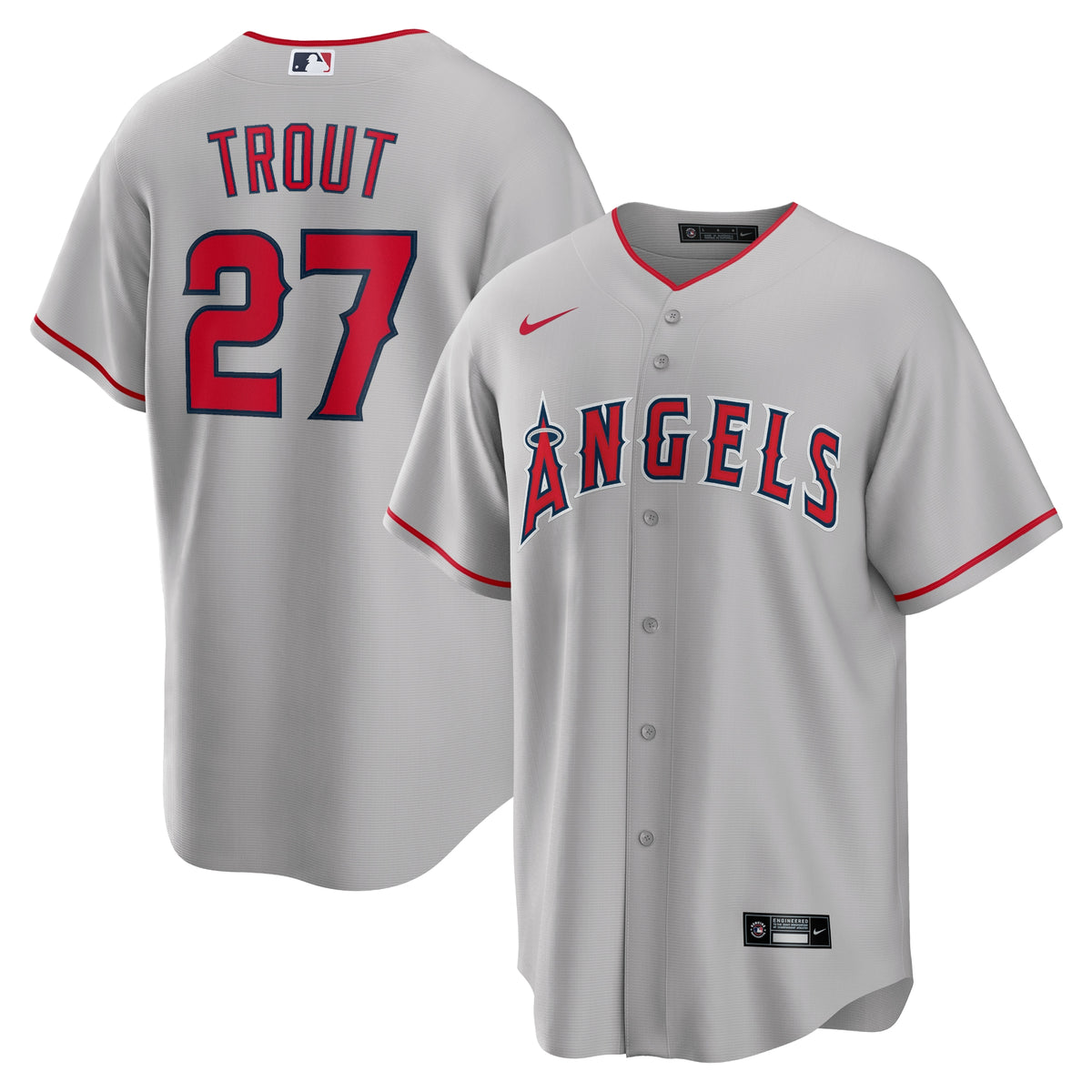 Mike Trout Los Angeles Angels Nike Road Replica Player Name Jersey Silver