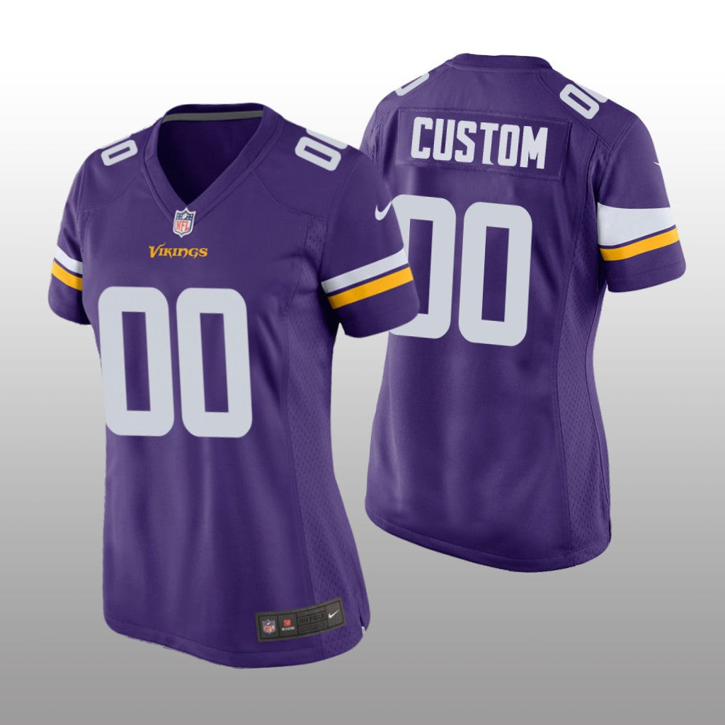 Minnesota Vikings # Purple Custom Game Jersey Women