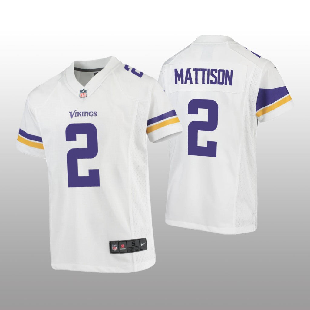 Minnesota Vikings Alexander Mattison White Jersey Game Youth