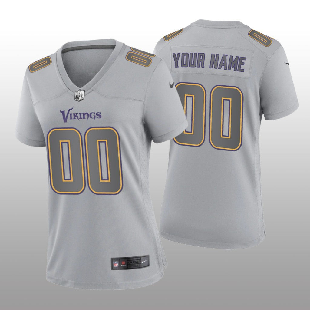 Minnesota Vikings Custom Gray Jersey Atmosphere Fashion Game Women's