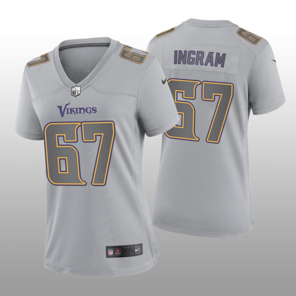 Minnesota Vikings Ed Ingram Gray Jersey Atmosphere Fashion Game Women's