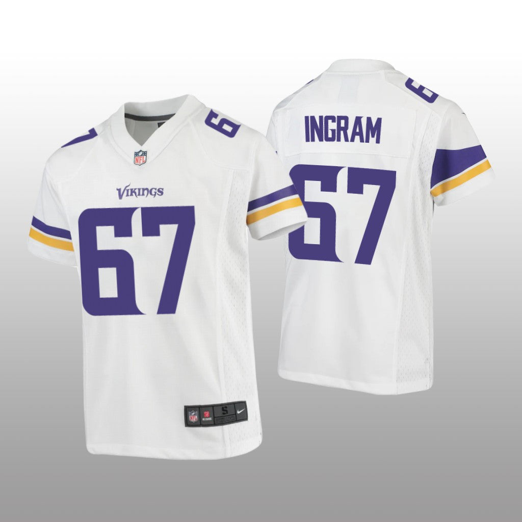 Minnesota Vikings Ed Ingram White Jersey Game Youth