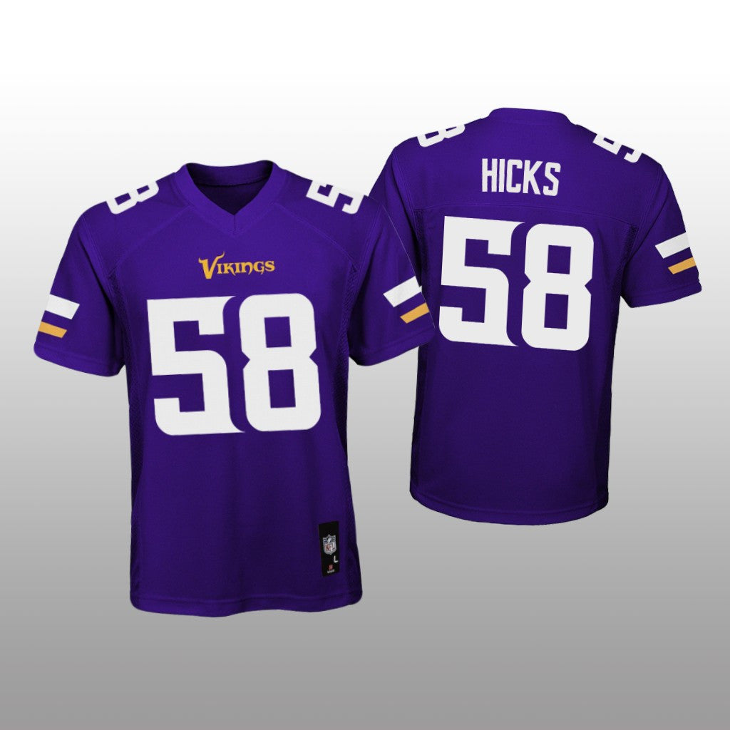 Minnesota Vikings Jordan Hicks Purple Jersey Game Youth