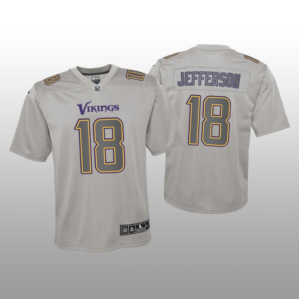 Minnesota Vikings Justin Jefferson Gray Jersey Atmosphere Fashion Game Youth