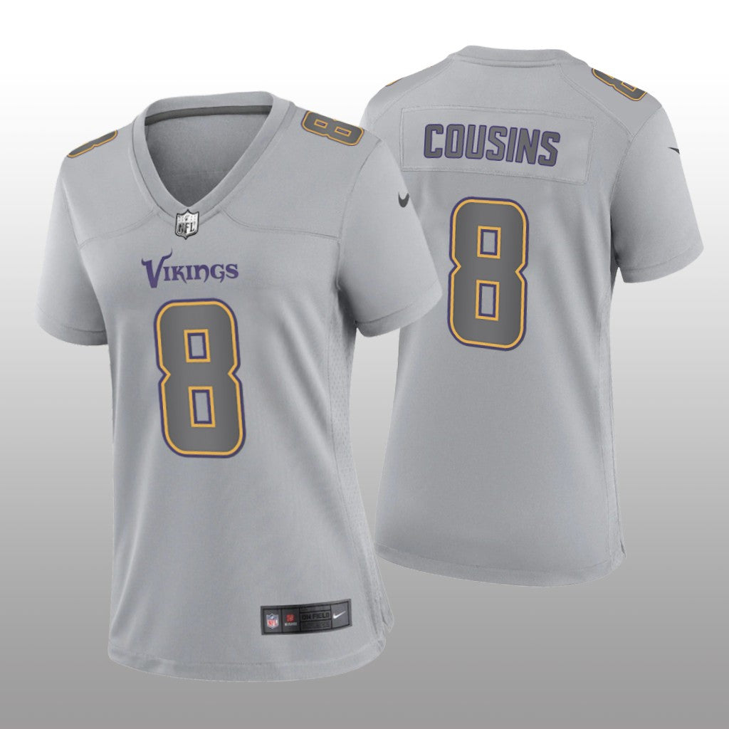 Minnesota Vikings Kirk Cousins Gray Jersey Atmosphere Fashion Game Women's