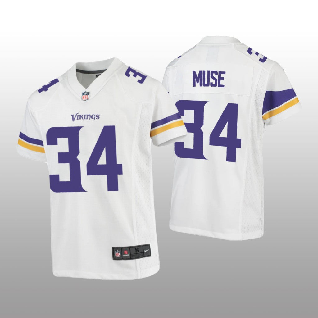 Minnesota Vikings Nick Muse White Jersey Game Youth