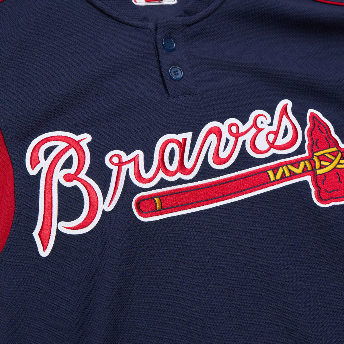 Mitchell & Ness Men's Greg Maddux #31 Atlanta Braves Navy Mesh Button Up Jersey