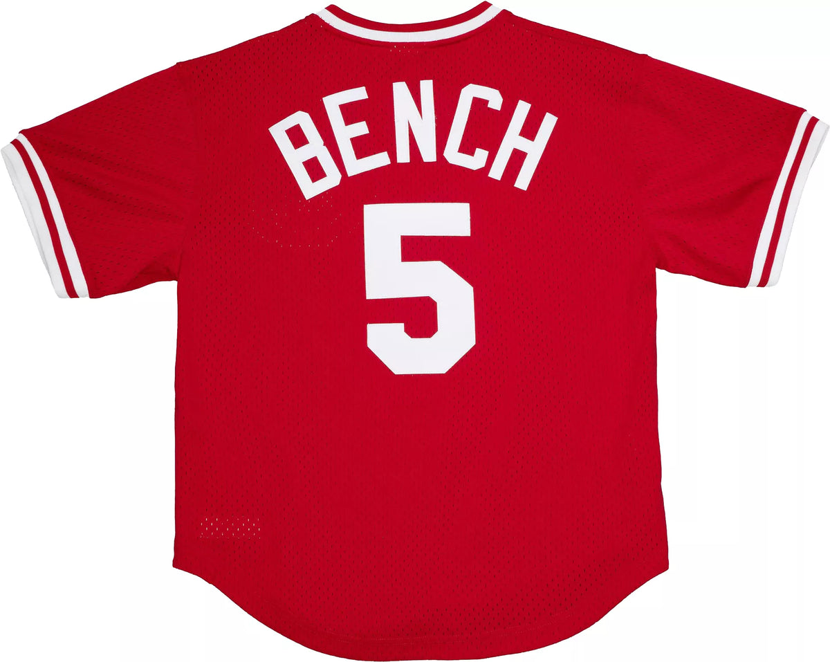 Mitchell & Ness Men's Johnny Bench #5 Red Cooperstown Alternate Mesh Batting Practice Jersey