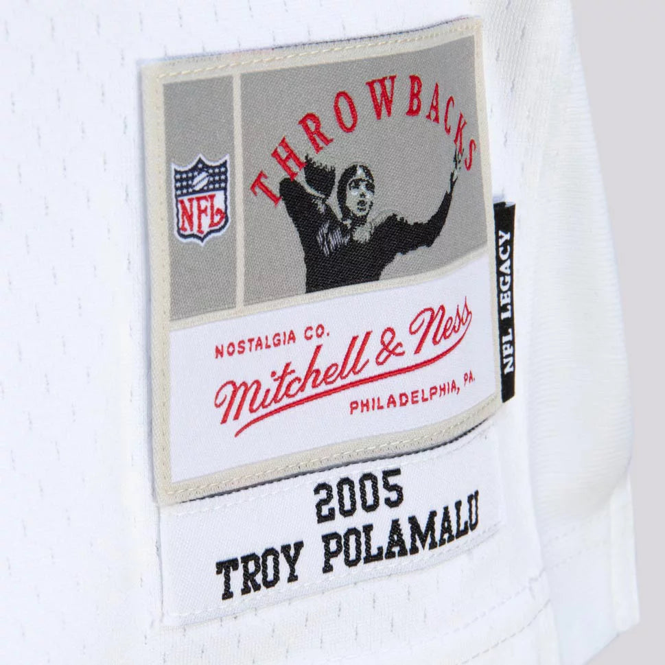 Mitchell & Ness Men's Pittsburgh Steelers Troy Polamalu #43 2005 White Throwback Jersey