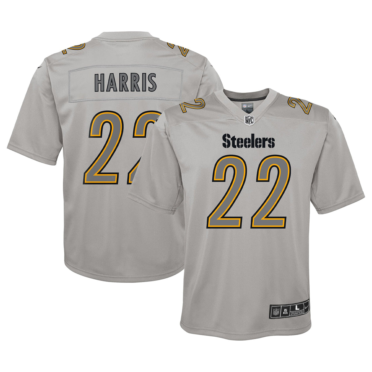 Najee Harris Pittsburgh Steelers Nike Youth Atmosphere Game Jersey Gray