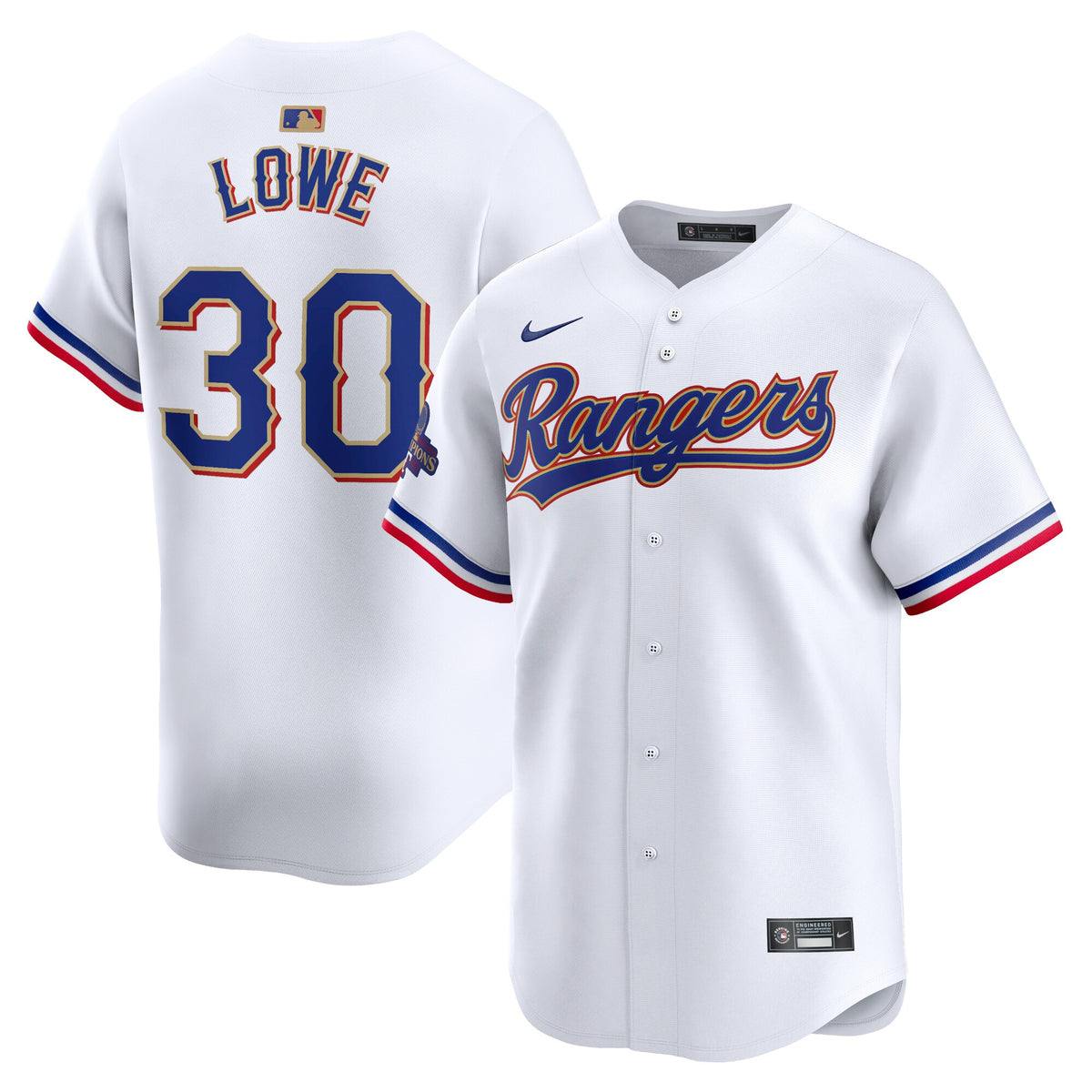 Nathaniel Lowe Texas Rangers Nike 2024 Gold Collection Limited Player Jersey White
