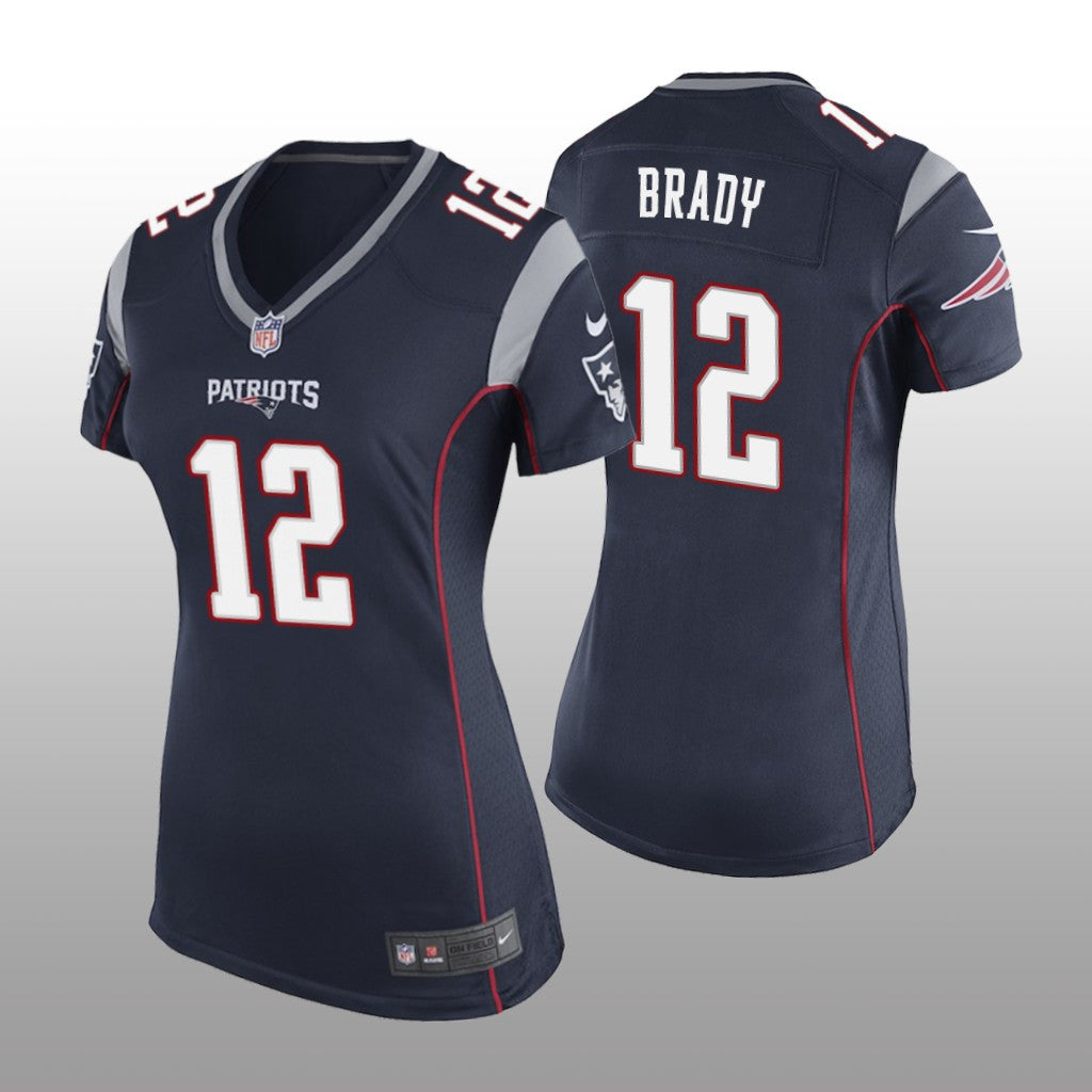 New England Patriots #12 Navy Tom Brady Game Jersey Women's