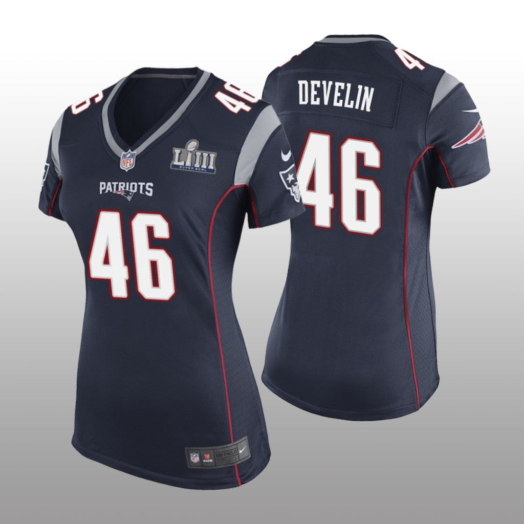 New England Patriots #46 Navy James Develin Game Jersey Women