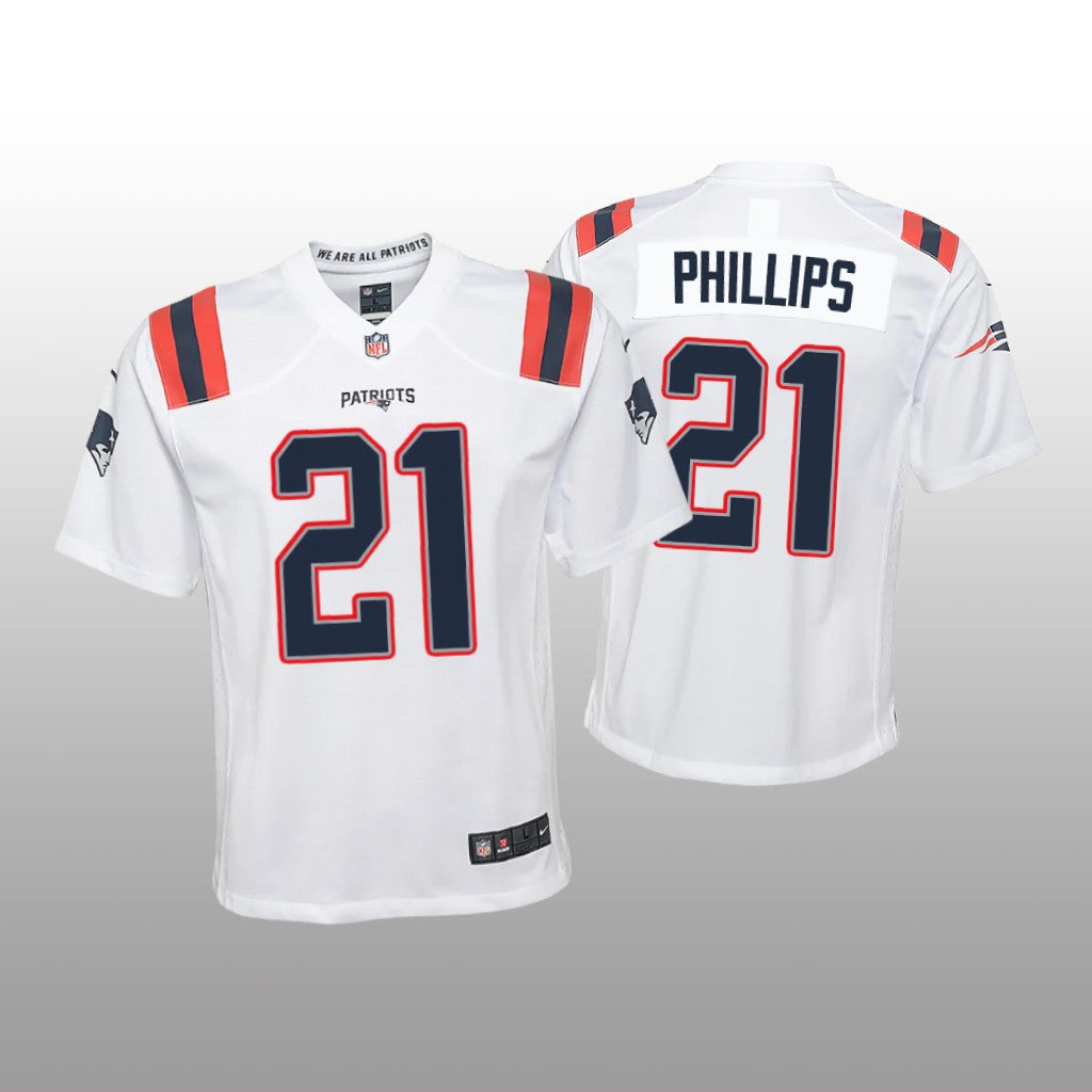 New England Patriots Adrian Phillips White Jersey Game Youth