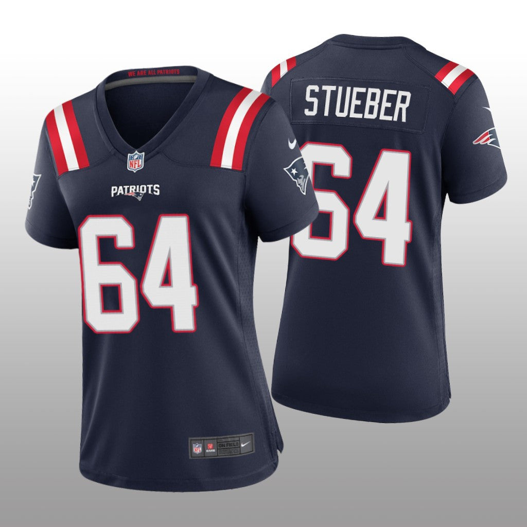 New England Patriots Andrew Stueber Navy Jersey Game Women's