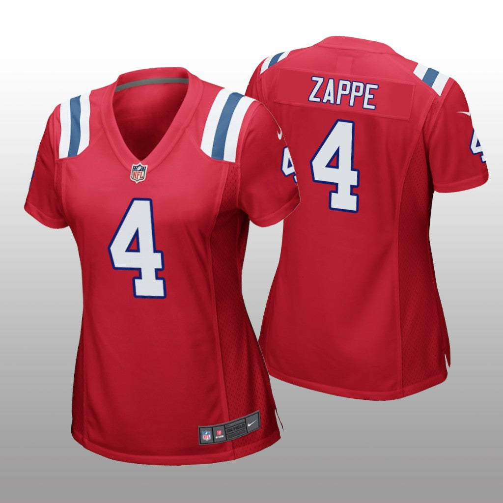 New England Patriots Bailey Zappe Red Jersey Game Women's