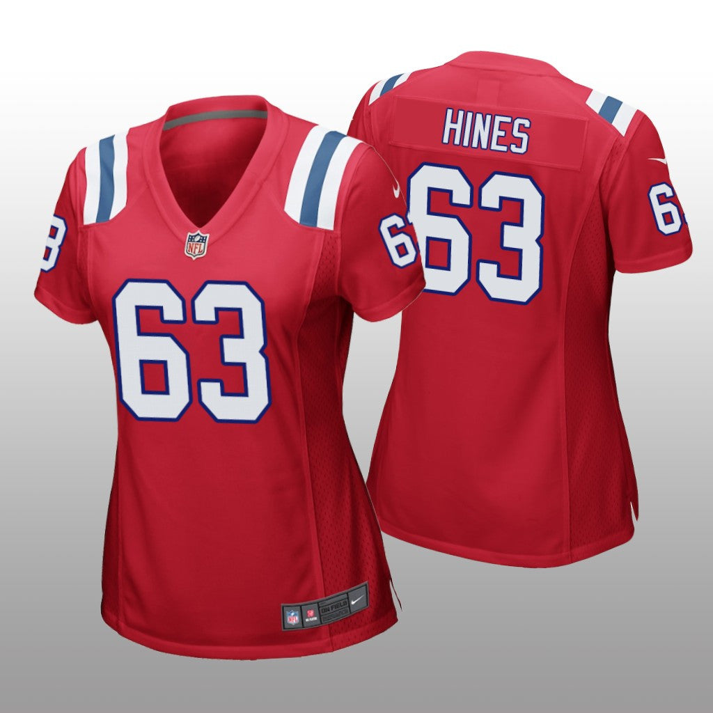 New England Patriots Chasen Hines Red Jersey Game Women's