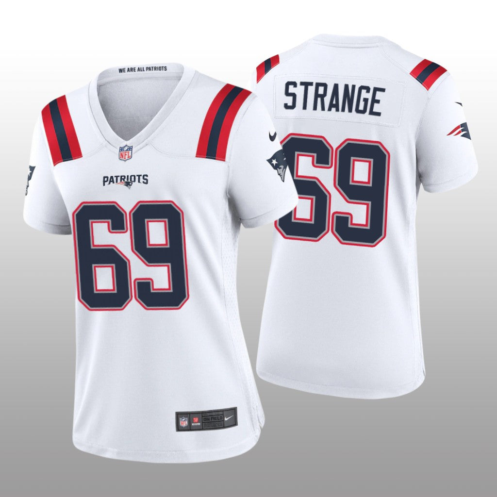 New England Patriots Cole Strange White Jersey Game Women's