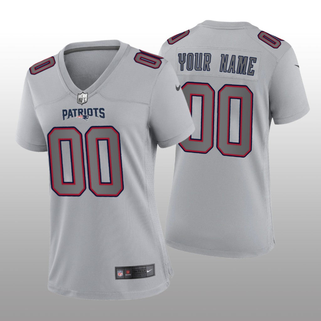 New England Patriots Custom Gray Jersey Atmosphere Fashion Game Women's
