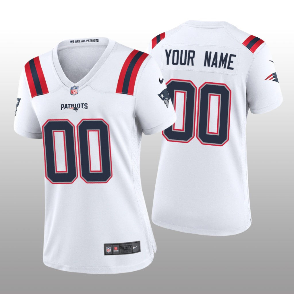 New England Patriots Custom White Jersey Game Women's