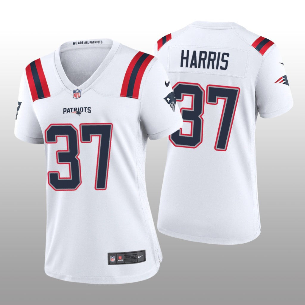 New England Patriots Damien Harris White Jersey Game Women's