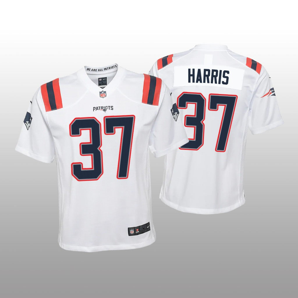 New England Patriots Damien Harris White Jersey Game Youth