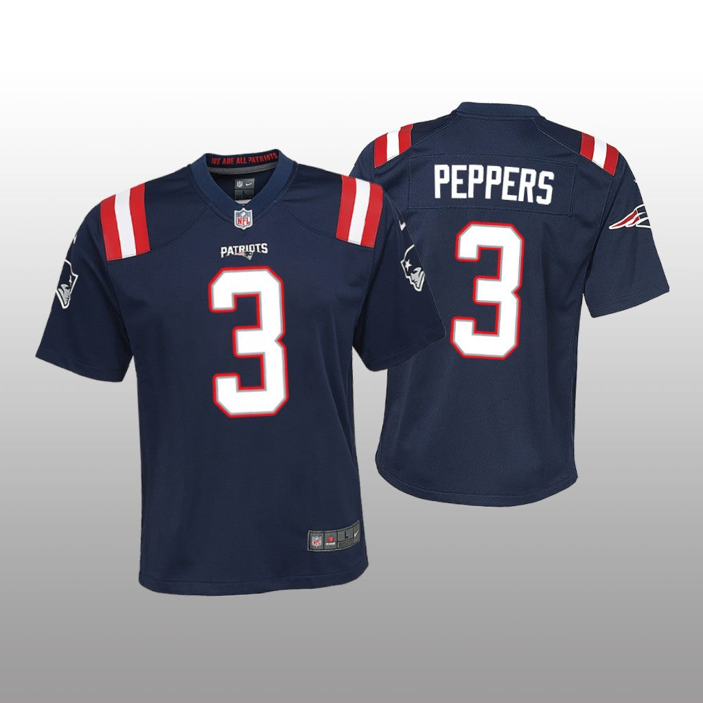 New England Patriots Jabrill Peppers Navy Jersey Game Youth