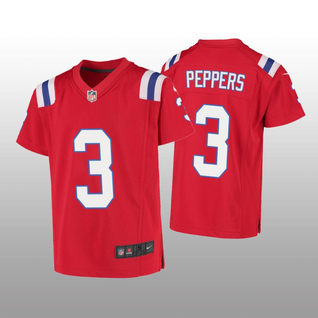 New England Patriots Jabrill Peppers Red Jersey Game Youth