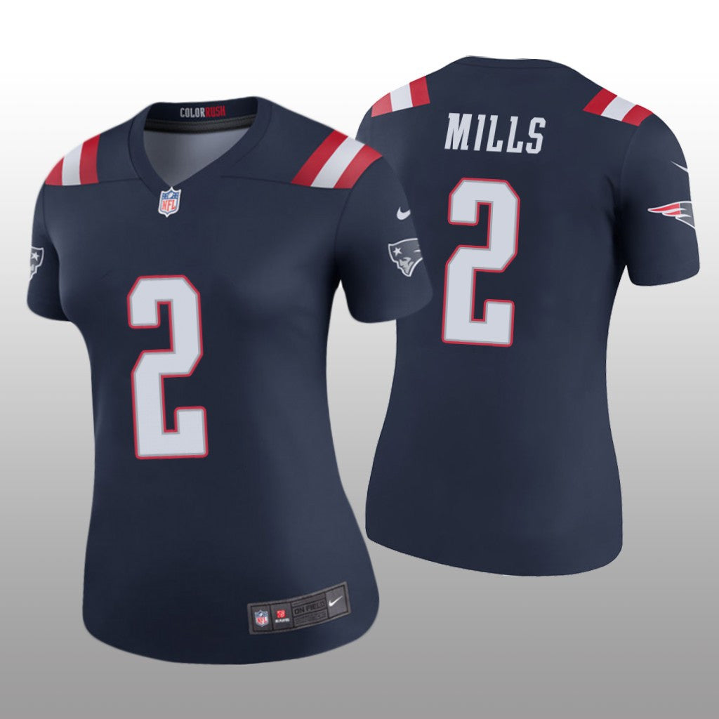 New England Patriots Jalen Mills Navy Jersey Color Rush Legend Women's