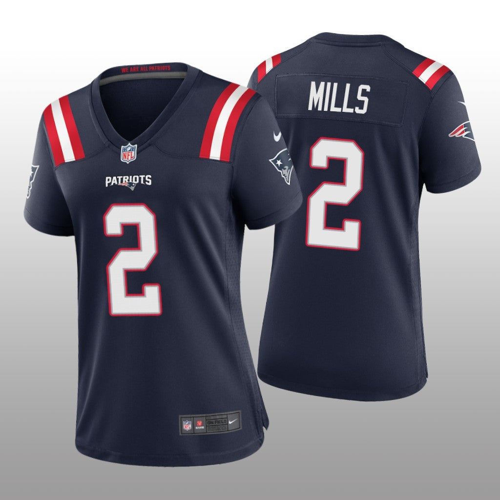 New England Patriots Jalen Mills Navy Jersey Game Women's