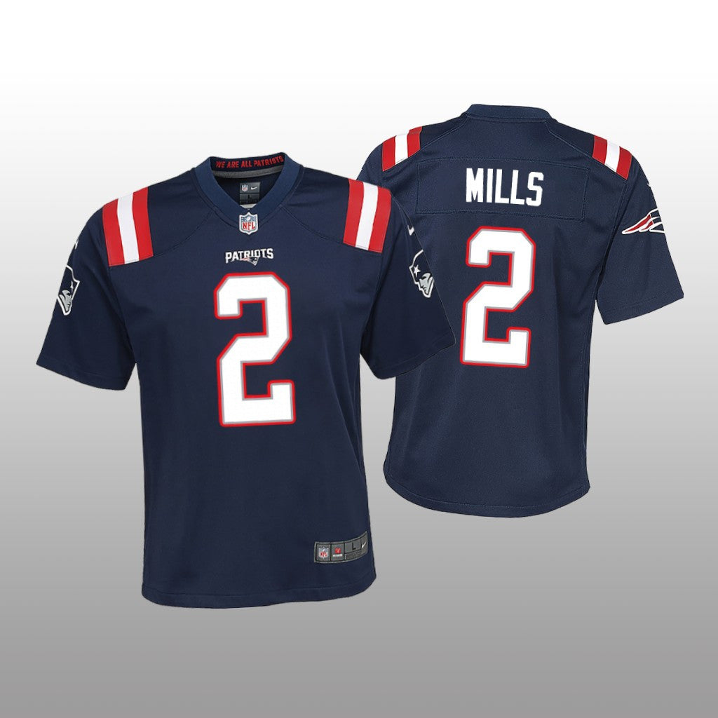 New England Patriots Jalen Mills Navy Jersey Game Youth