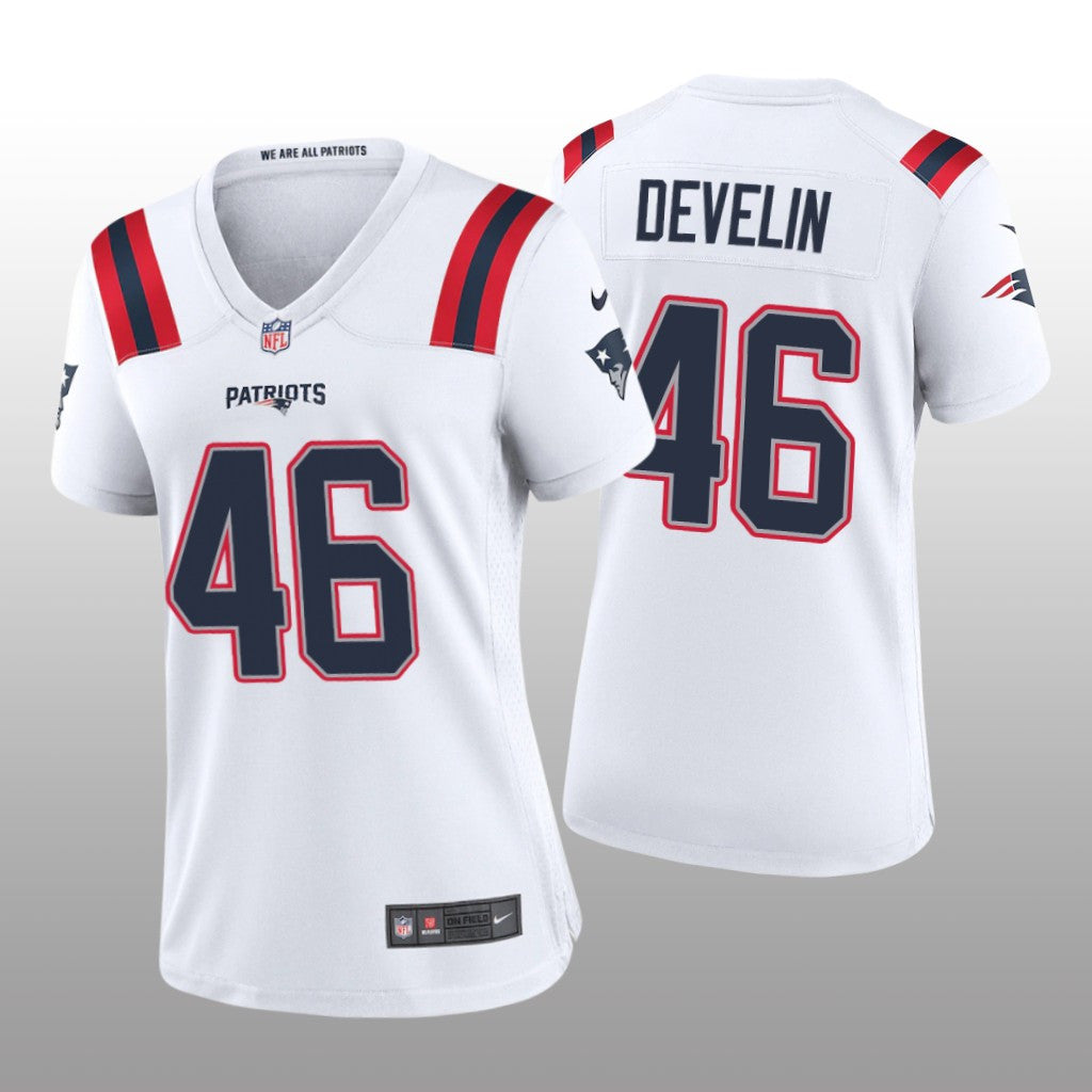 New England Patriots James Develin White Jersey Game Women's