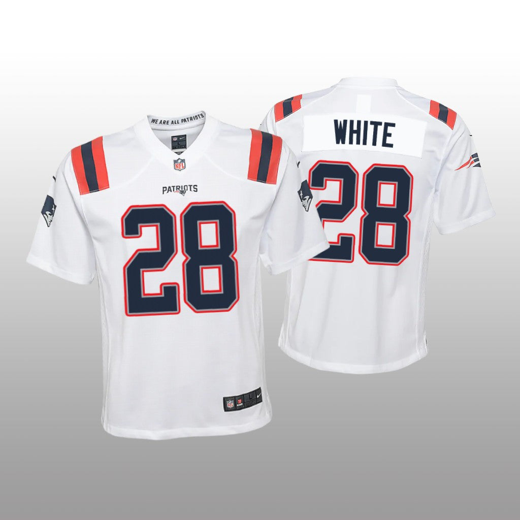 New England Patriots James White White Jersey Game Youth