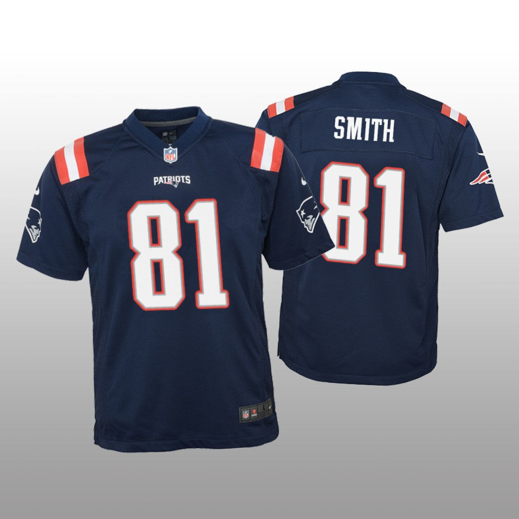 New England Patriots Jonnu Smith Navy Jersey Color Rush Game Youth