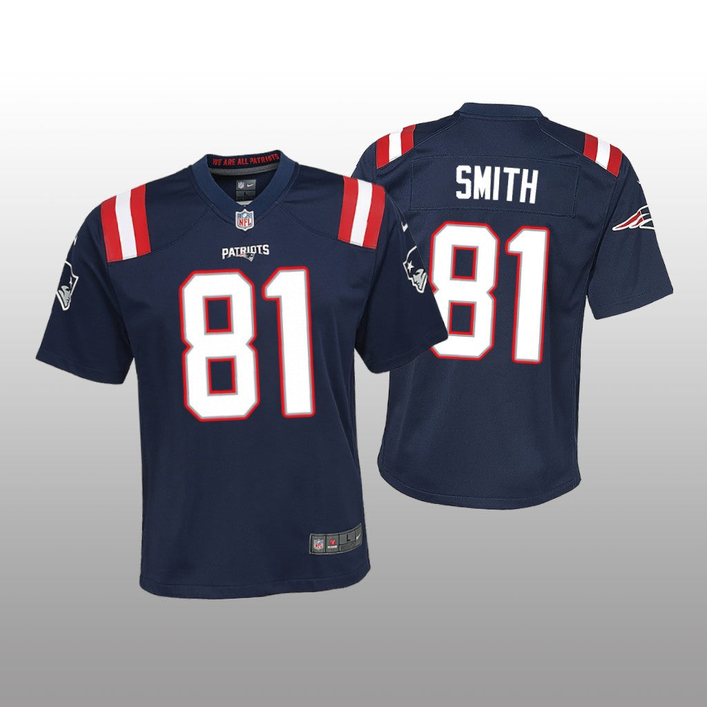 New England Patriots Jonnu Smith Navy Jersey Game Youth