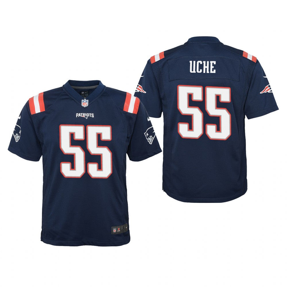 New England Patriots Josh Uche Navy Jersey Color Rush Game Youth