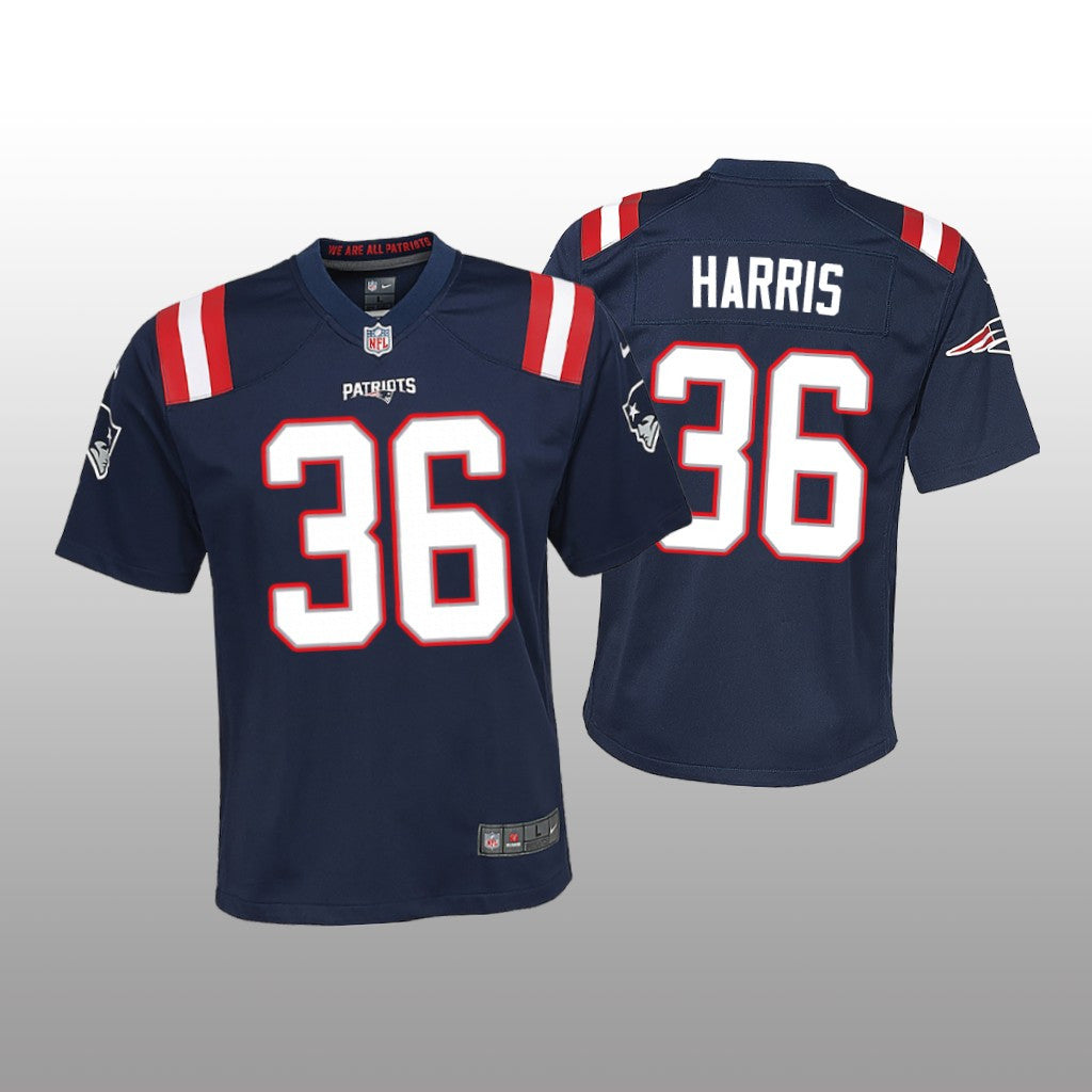 New England Patriots Kevin Harris Navy Jersey Game Youth