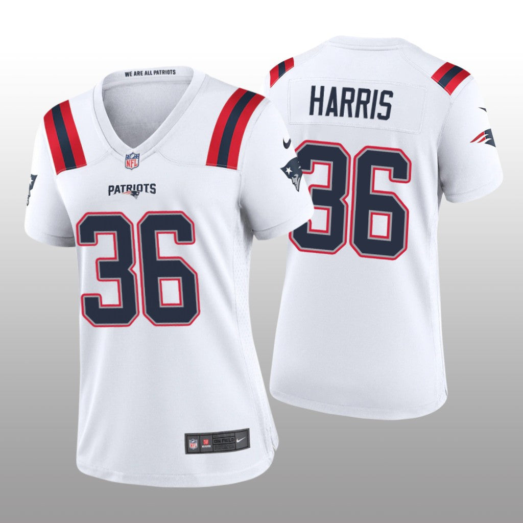 New England Patriots Kevin Harris White Jersey Game Women's