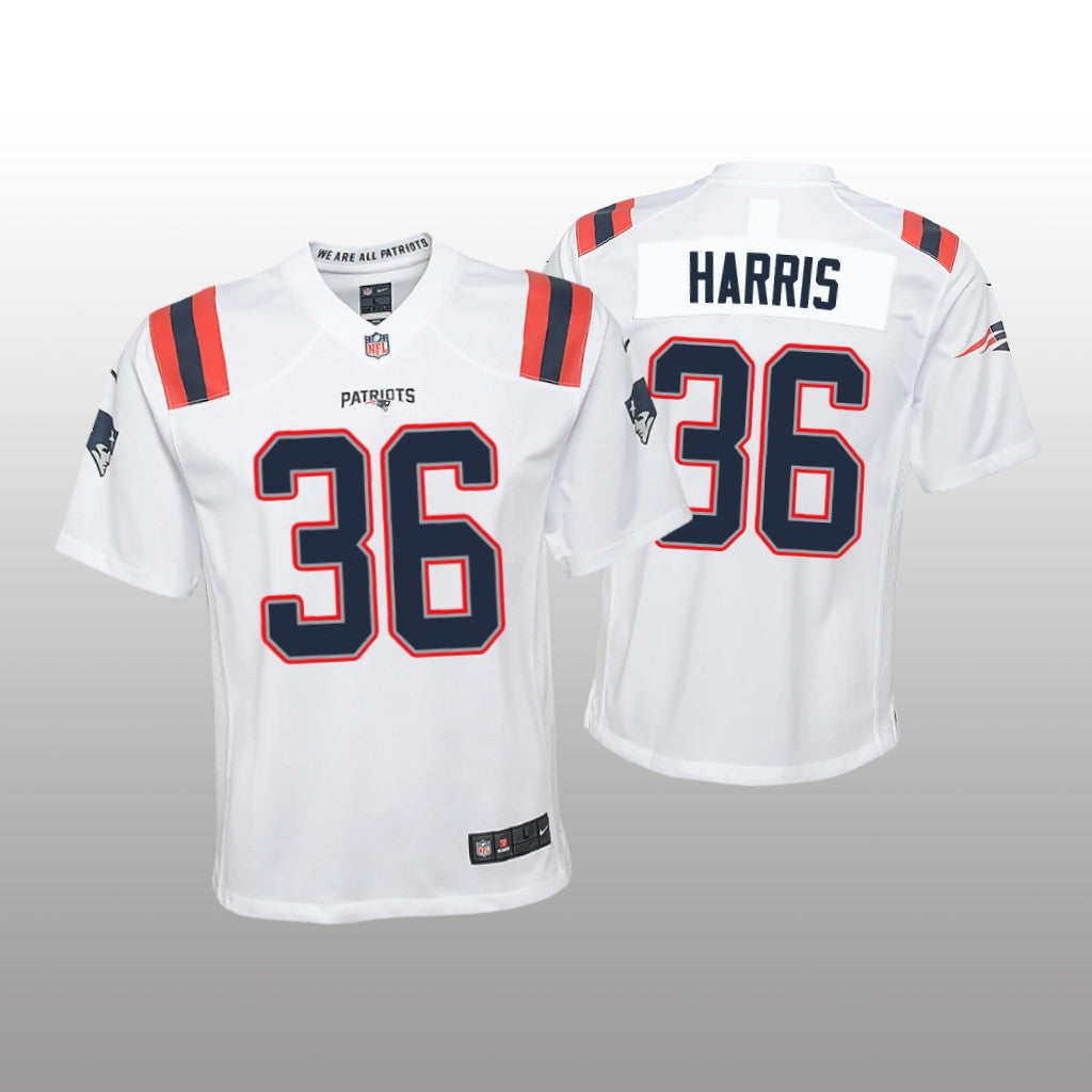 New England Patriots Kevin Harris White Jersey Game Youth
