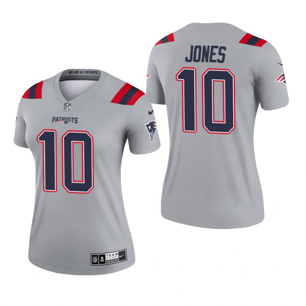 New England Patriots Mac Jones Gray Jersey Inverted Legend Women's